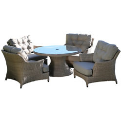 4 Seasons Outdoor Valentine 'Cosy Living' Garden Table & Chairs Set, Low Back Design Praia